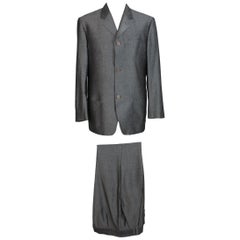 Gianni Versace Vintage Suit Gray Linen Complete Vest, 1990s