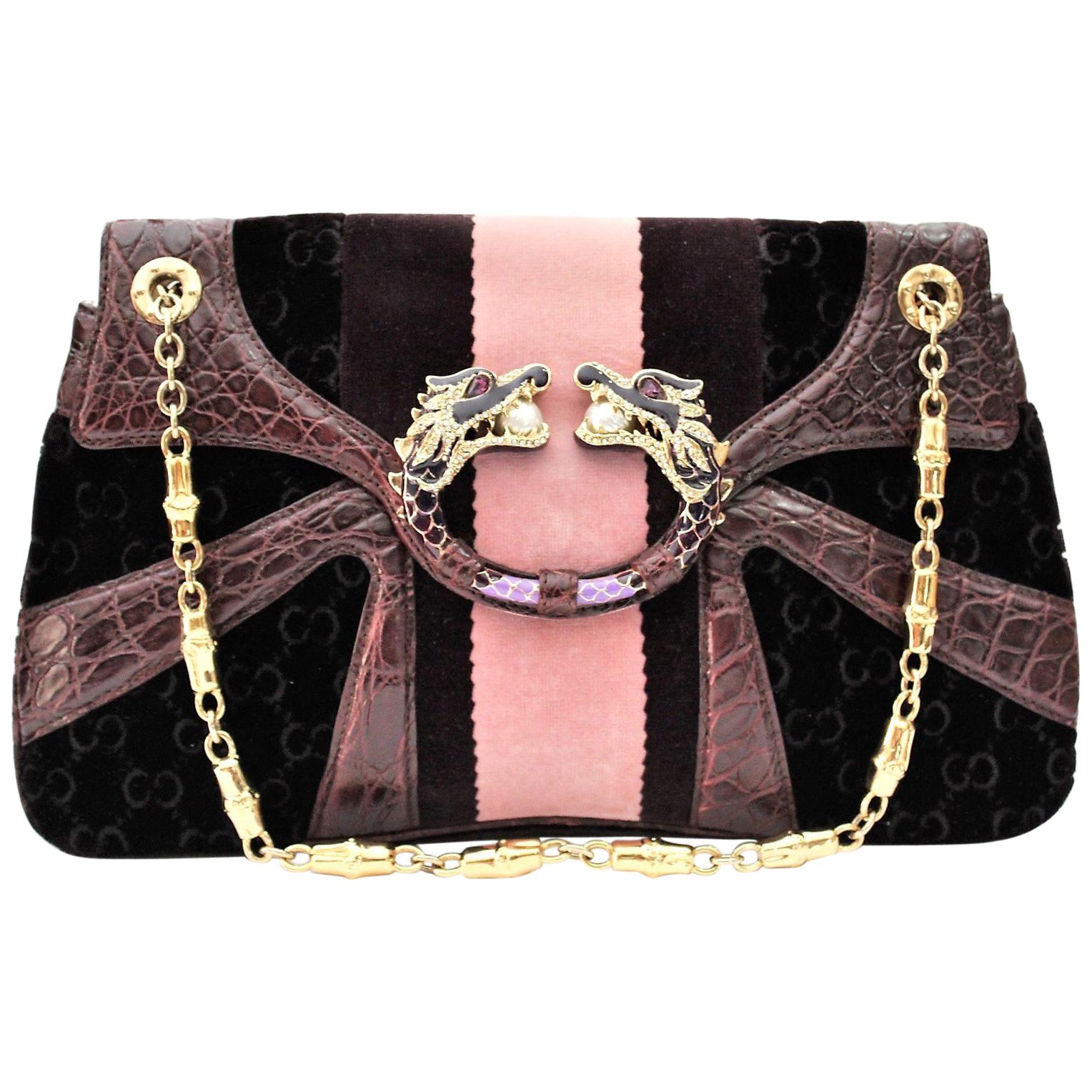Gucci Limited Edition Violet GG Tom Ford Dragon Shoulder Bag