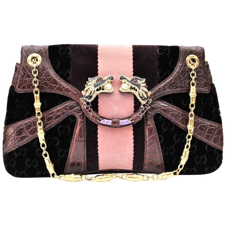 Gucci Limited Edition Violet GG Tom Ford Dragon Shoulder Bag For Sale