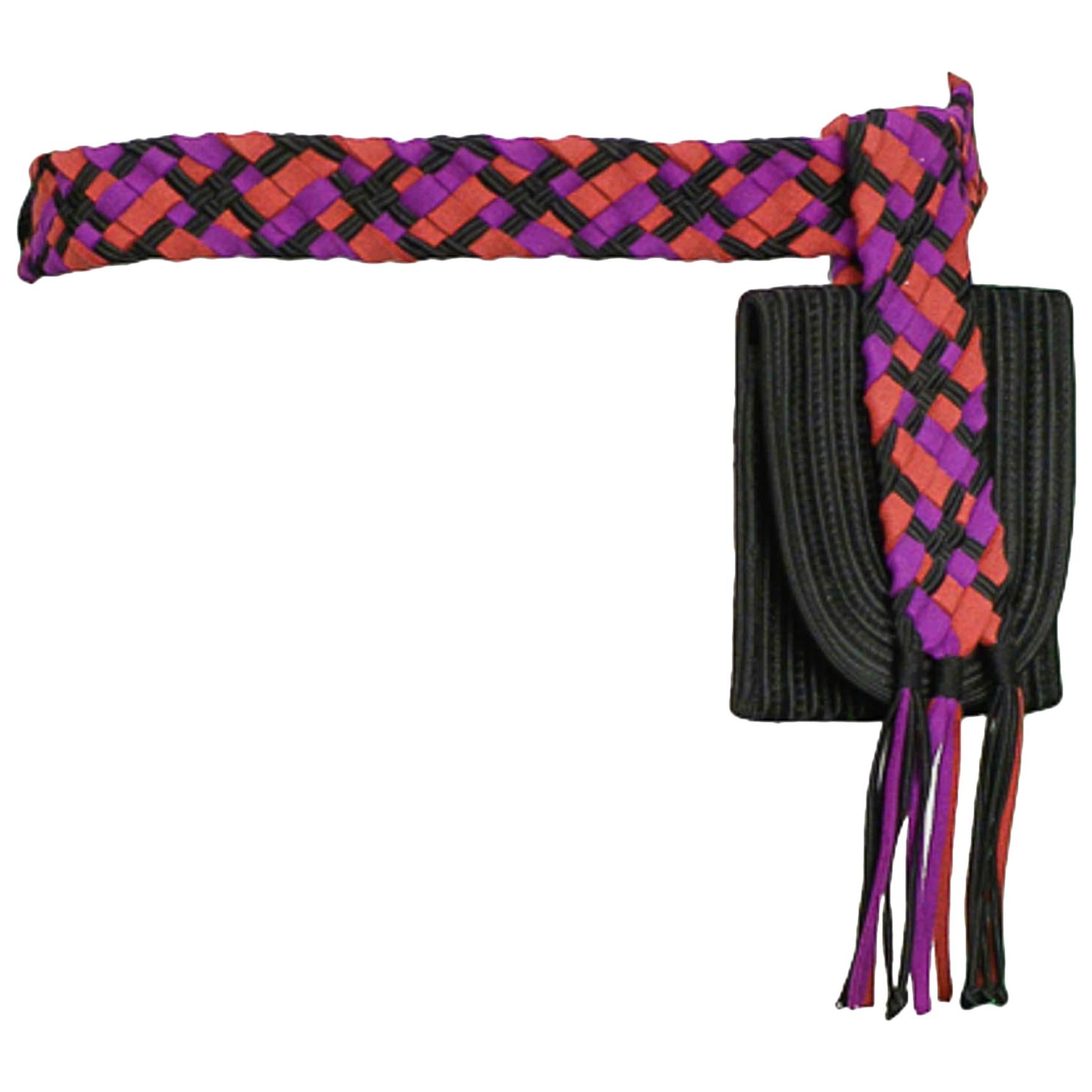 Vintage Yves Saint Laurent 1980's Multicolor Woven Waist Belt Bag