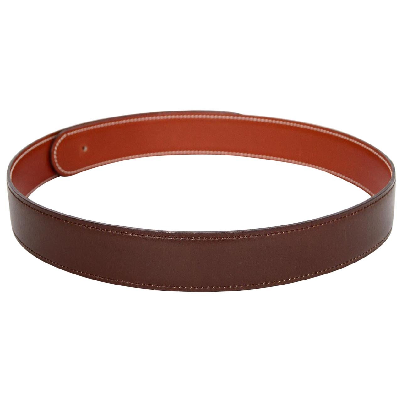 Hermes Brown/Rust Reversible Leather 32mm Belt Strap 72