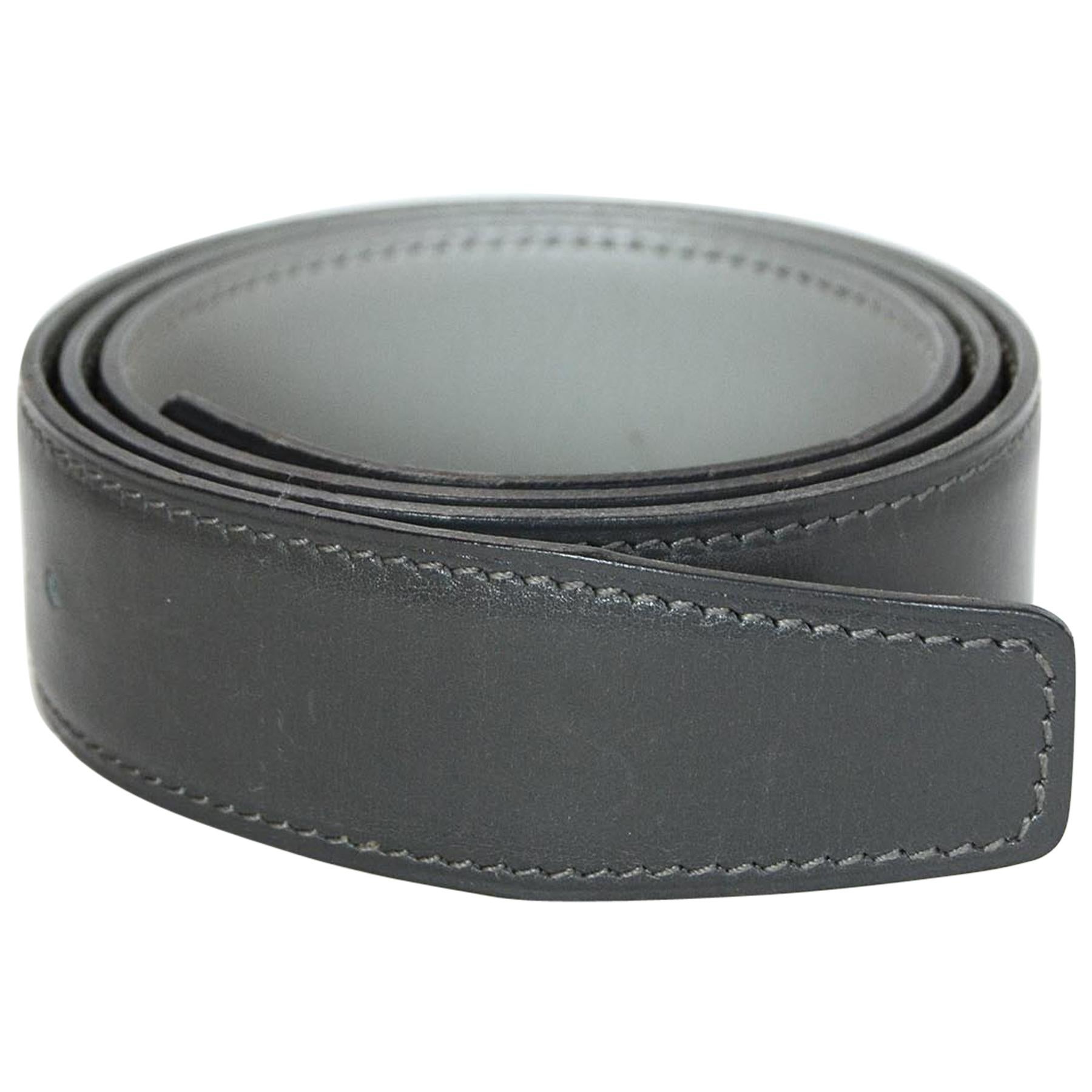 Hermes Grey Reversible Leather 32mm Belt Strap 72