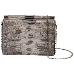 TYLER ELLIS Jamie Clutch Small Natural Blue/Black Lizard Gunmetal Hardware