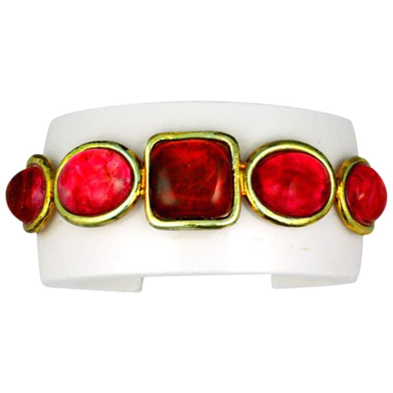 Chanel Bakelite and Poured Glass Cuff For Sale