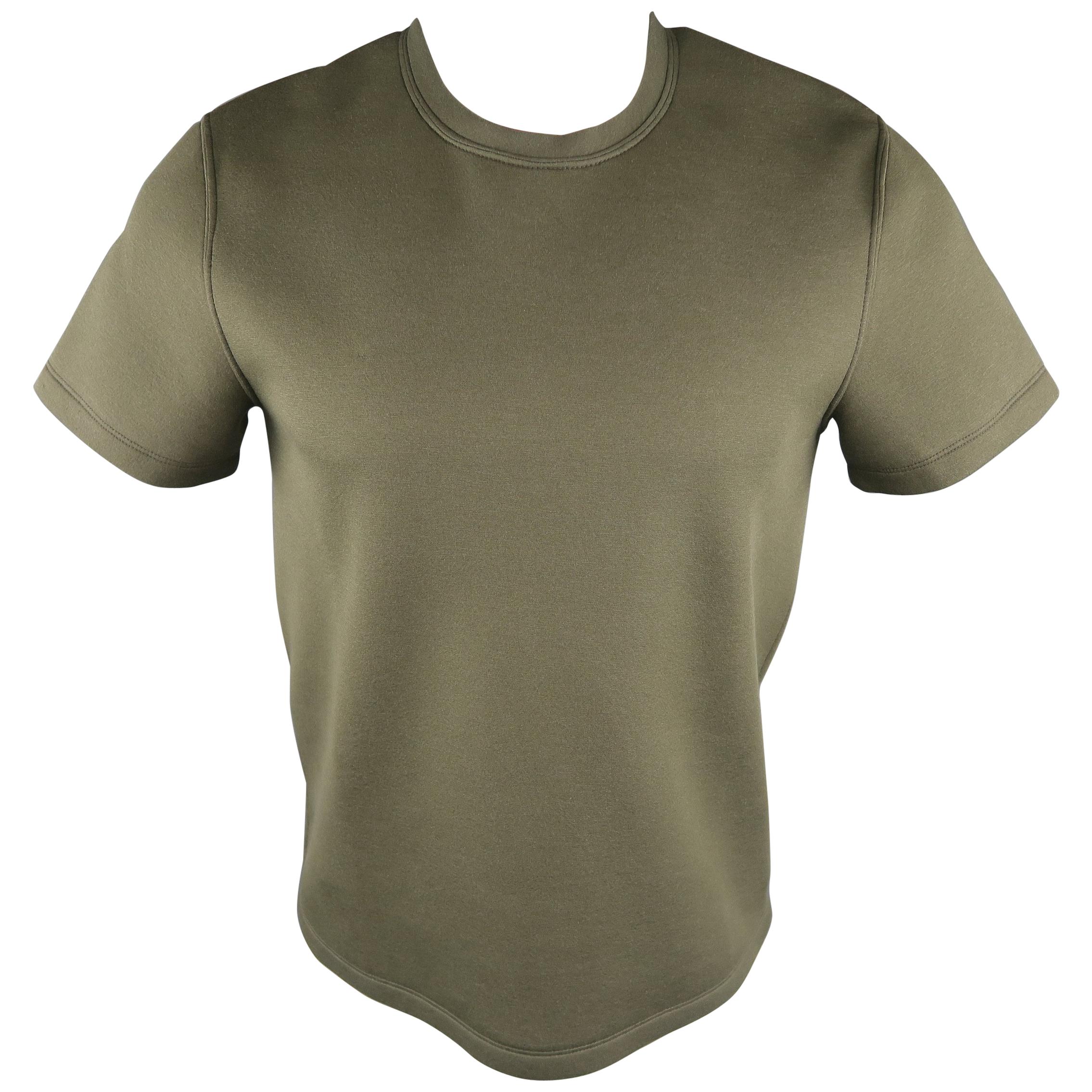 CALVIN KLEIN COLLECTION Size S Olive Solid Cotton Blend T-shirt