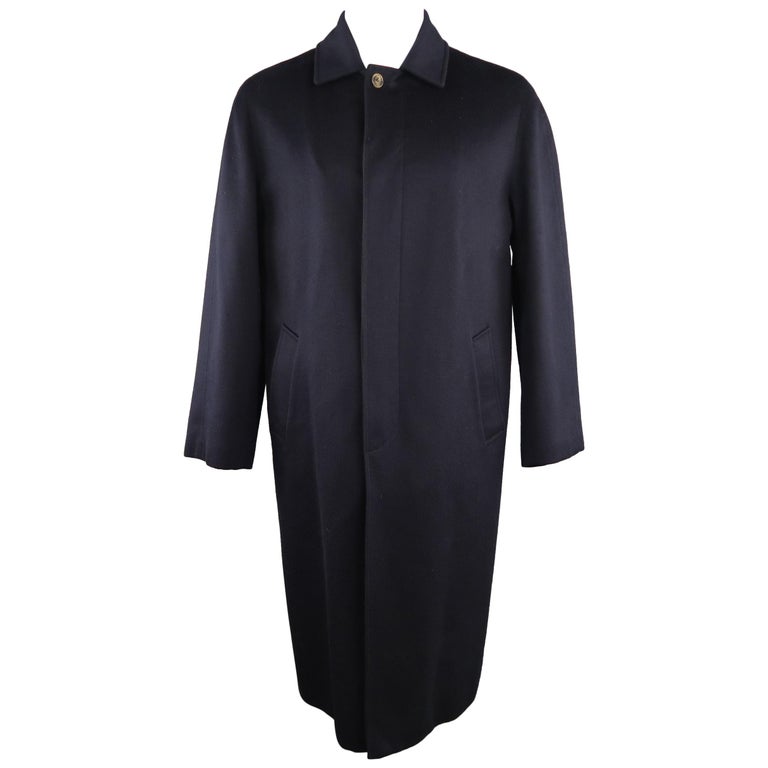 LORO PIANA - Small - Navy Solid Cashmere Long Coat For Sale at 1stDibs