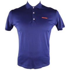 Retro DSQUARED2 Size L Navy Solid Pique POLO