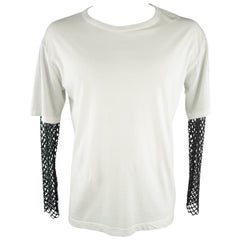 Retro DRIES VAN NOTEN Size L White Solid Cotton Blend Long Sleeves T-shirt