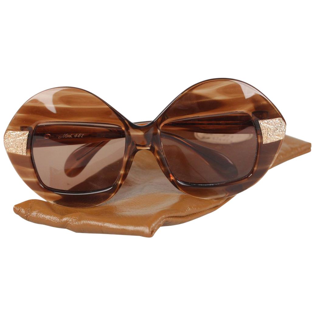 Lunettes De Soleil Vintage Serge Kirchhofer 1049 - Cadre Ovale Multicolore Noir - Monture Métal & Acétate