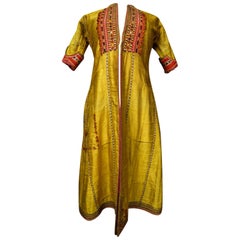 Yellow gold silk coat and embroidery - Afghanistan early 20th century