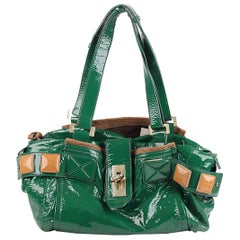 Chloe Green Patent Leather Audra Bag Tote Satchel