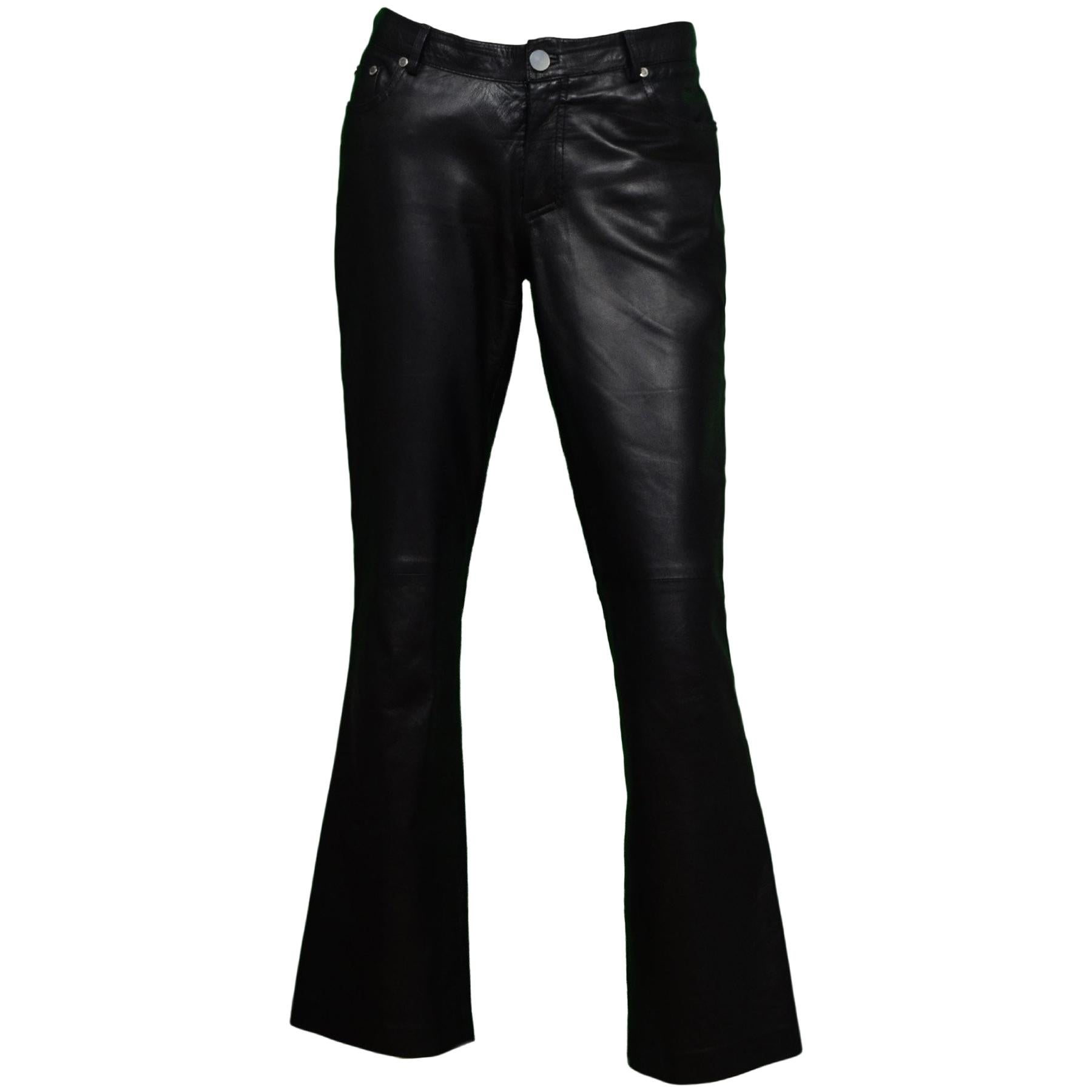 YSL Yves Saint Laurent Black Leather Pants Sz 38