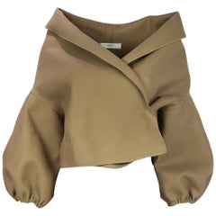 Prada Camel Wool 3/4 Sleeve Cropped Bolero Wrap Jacket Sz 38