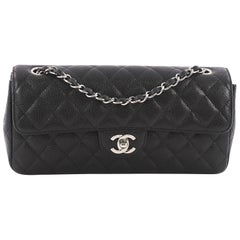  Chanel Classic Single Flap Bag Quilted Caviar East West
