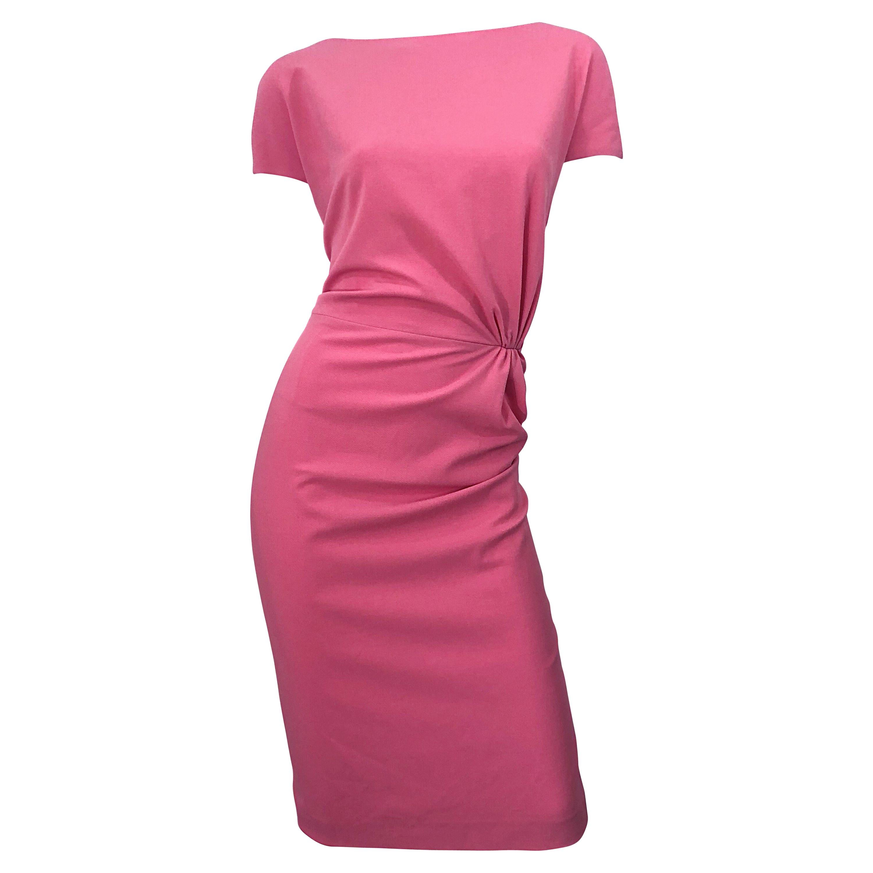 New Dsquared Size 10 - 12 / 46 Flattering Bubblegum Pink Short Sleeve Dress