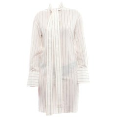 Celine Off White Cotton Pinstripe Shirt Dress - M