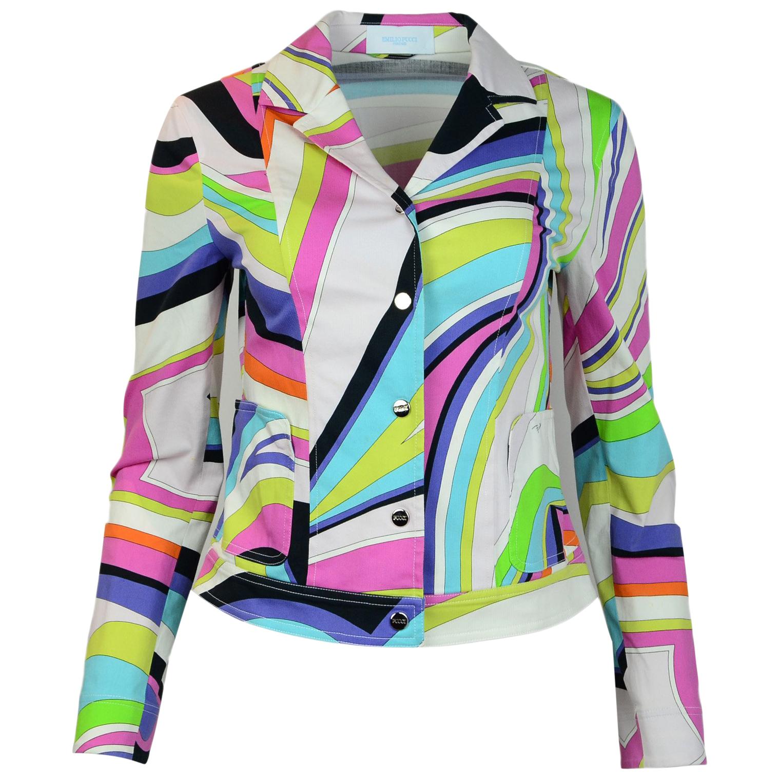 Emilio Pucci Multi-Color Cotton Long Sleeve Blazer/Jacket Sz 36