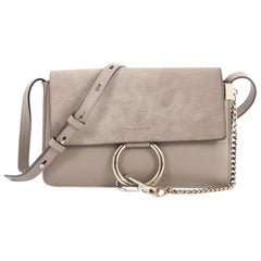Used Chloe Faye Shoulder Bag Leather and Suede Small