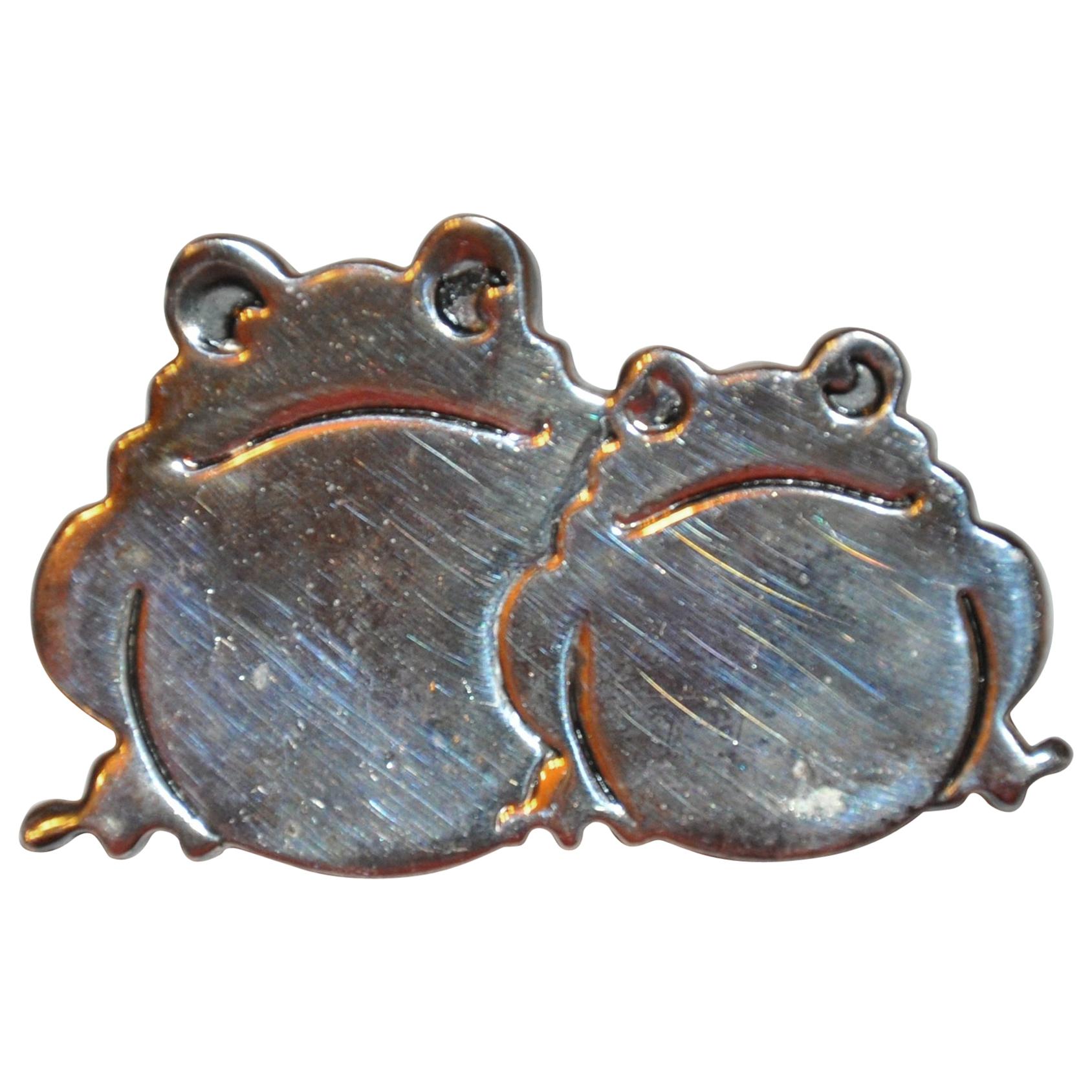 Whimsical Sterling Silver "Frogie Pals" Brooch For Sale
