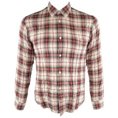 COMME des GARCONS Size M Red Plaid Cotton Long Sleeve Shirt