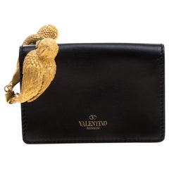 Valentino Black Leather Wristlet Bracelet Clutch