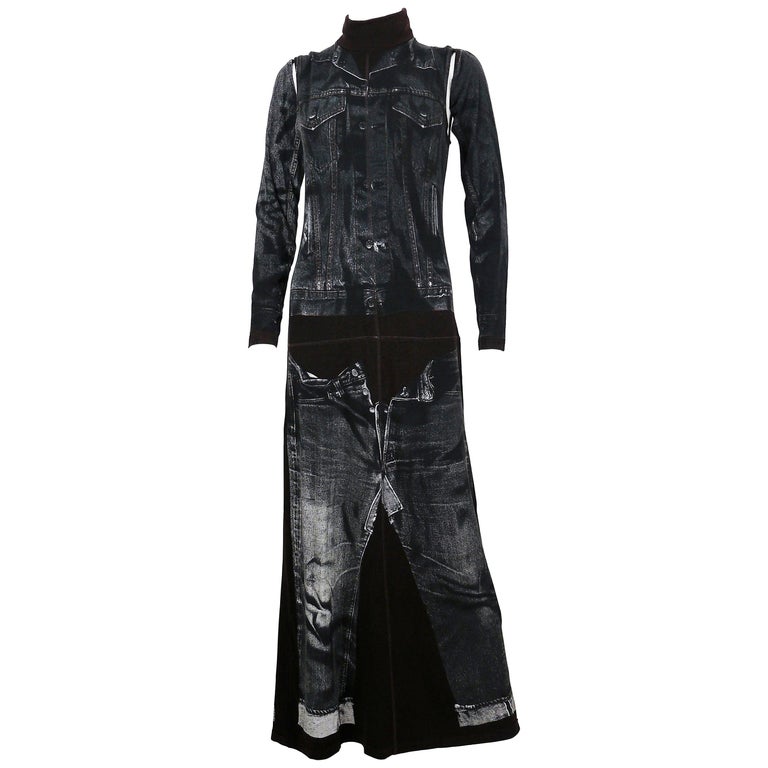 Jean Paul Gaultier Trompe L'oeil Maxi Dress with Detachable Sleeves For ...