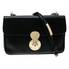 Ralph Lauren Black Leather Ricky Chain Shoulder Bag