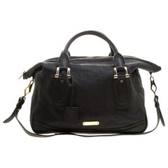 Burberry Black Pebbled Leather Kirley Satchel