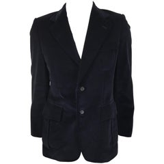 Yves Saint Laurent velvet navy blazer.