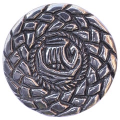 1960s Scottish Sterling Sliver Round Viking Ship Brooch