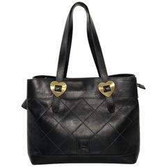  Dooney and Bourke Smooth Leather Quilted Tote in Black