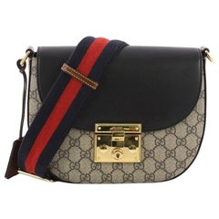 Gucci Padlock Saddle Shoulder Bag GG Coated Canvas and Leather Medium