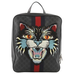 Gucci Angry Cat Web Backpack GG Coated Canvas with Applique Medium