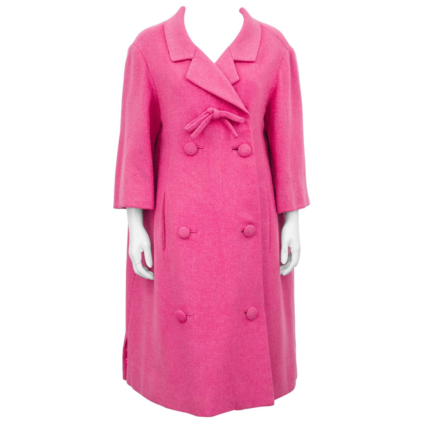 1959 Spring Collection Christian Dior Pink Wool Haute Couture Coat