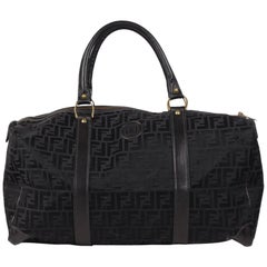 Fendi Vintage Black Monogram Canvas Duffle Weekend Bag