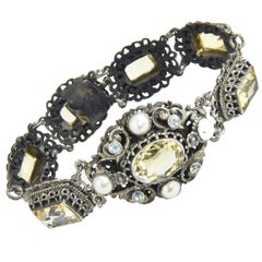 Bracelet en argent austro-hongrois, perles et citrine