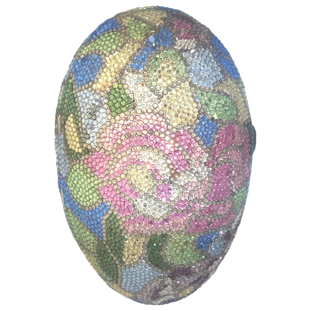 Judith Leiber "Easter" Egg Decorated with Swarovski Created Pink Flowers 