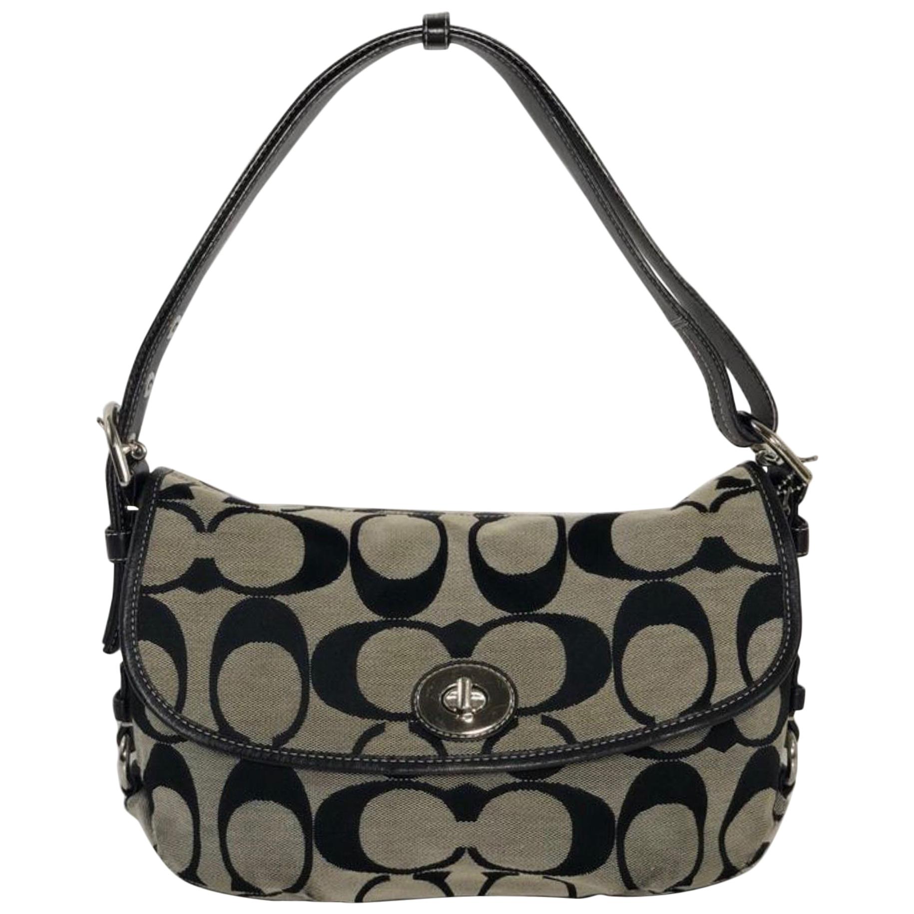 COACH Signature Canvas Black Shoulder Bag Handbag