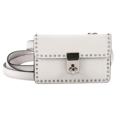 Valentino Turnlock Flap Shoulder Bag Leather with Micro Rockstuds Micro,