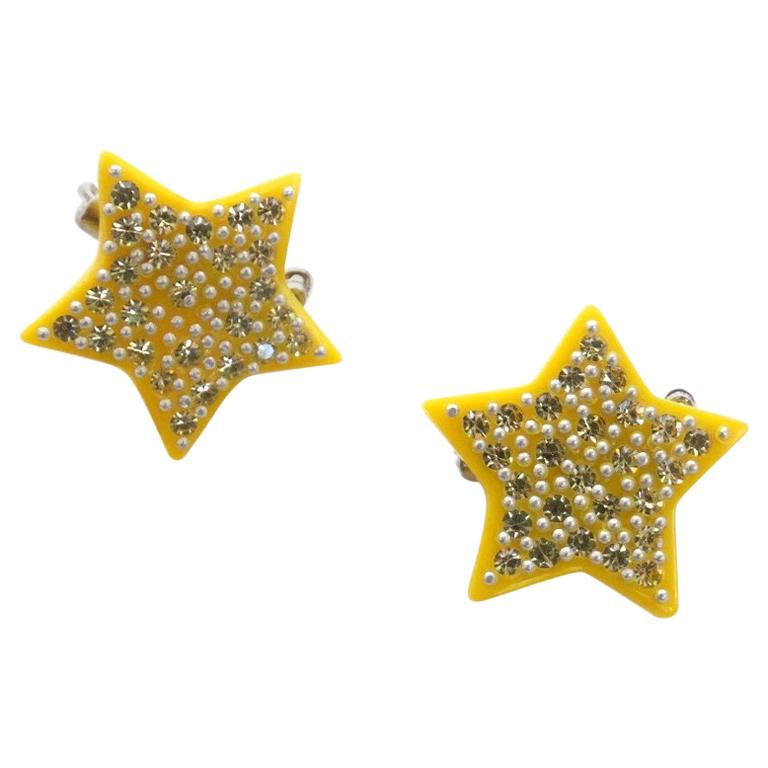 1970s Lea Stein Jewel Encrusted Mini Star Pins