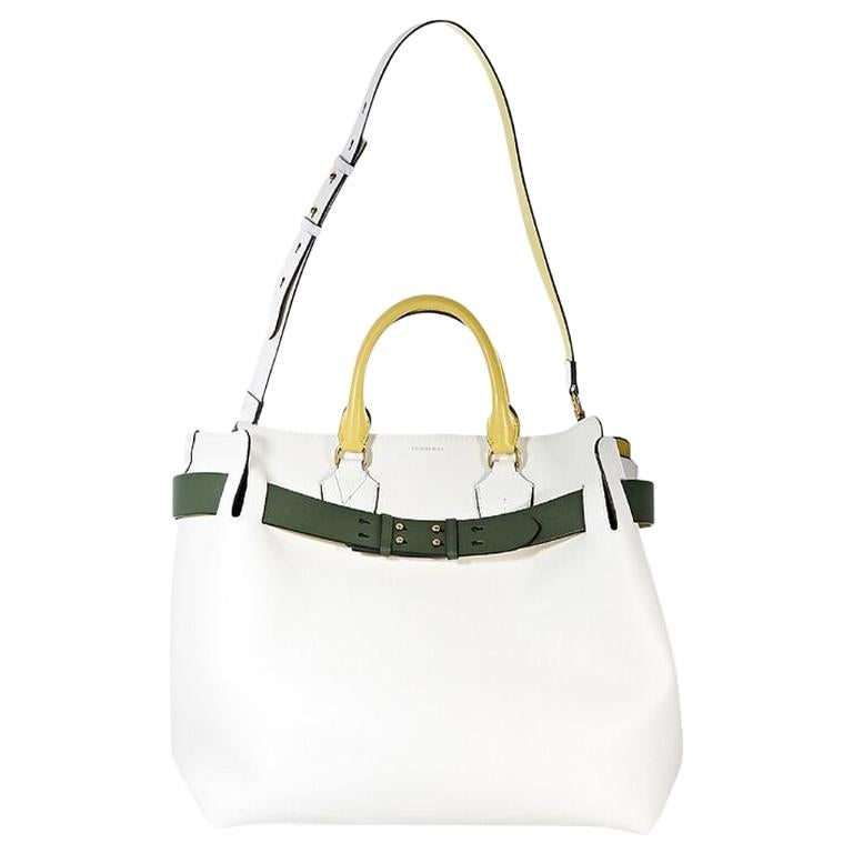 White Burberry Large Leather Satchel