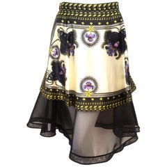 Givenchy Cotton Panthers & Orchids Skirt Black Mesh Underskirt 2011 Collection