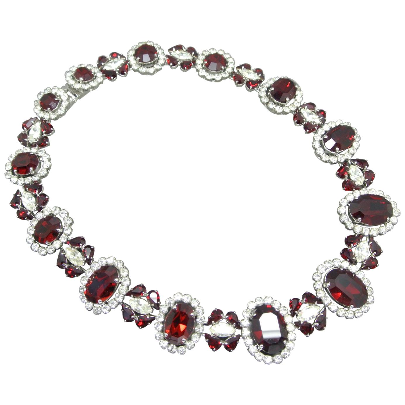 Christian Dior 1963 Red Crystal Necklace For Sale