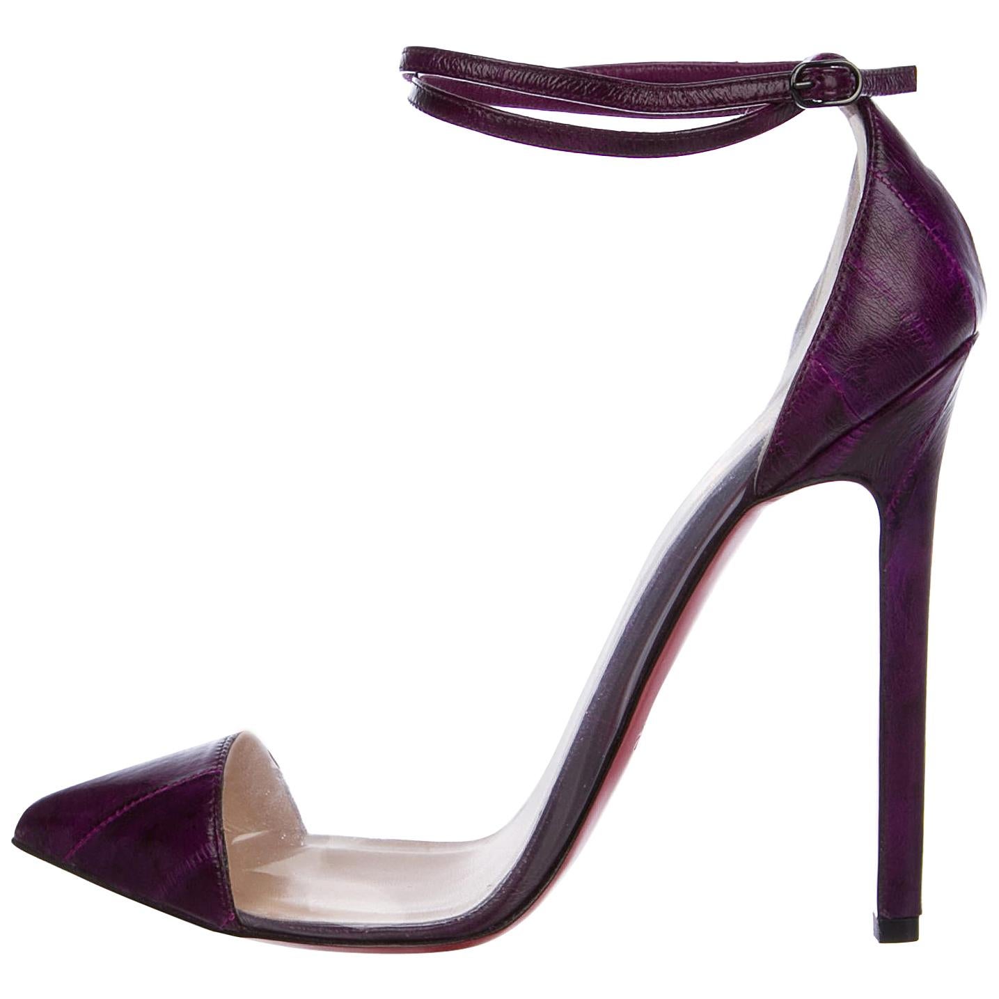 Christian Louboutin NEW Clear PVC Purple Leather Evening Pumps Heels in Box