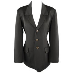 Vintage MATSUDA Size M Black Wool Three Button Blazer Jacket
