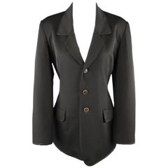 Vintage MATSUDA Size M Black Wool Three Button Blazer Jacket