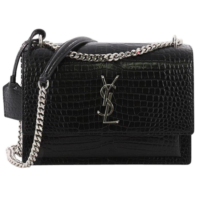 Saint Laurent Sunset Crossbody Bag Crocodile Embossed Leather Medium at 1stDibs