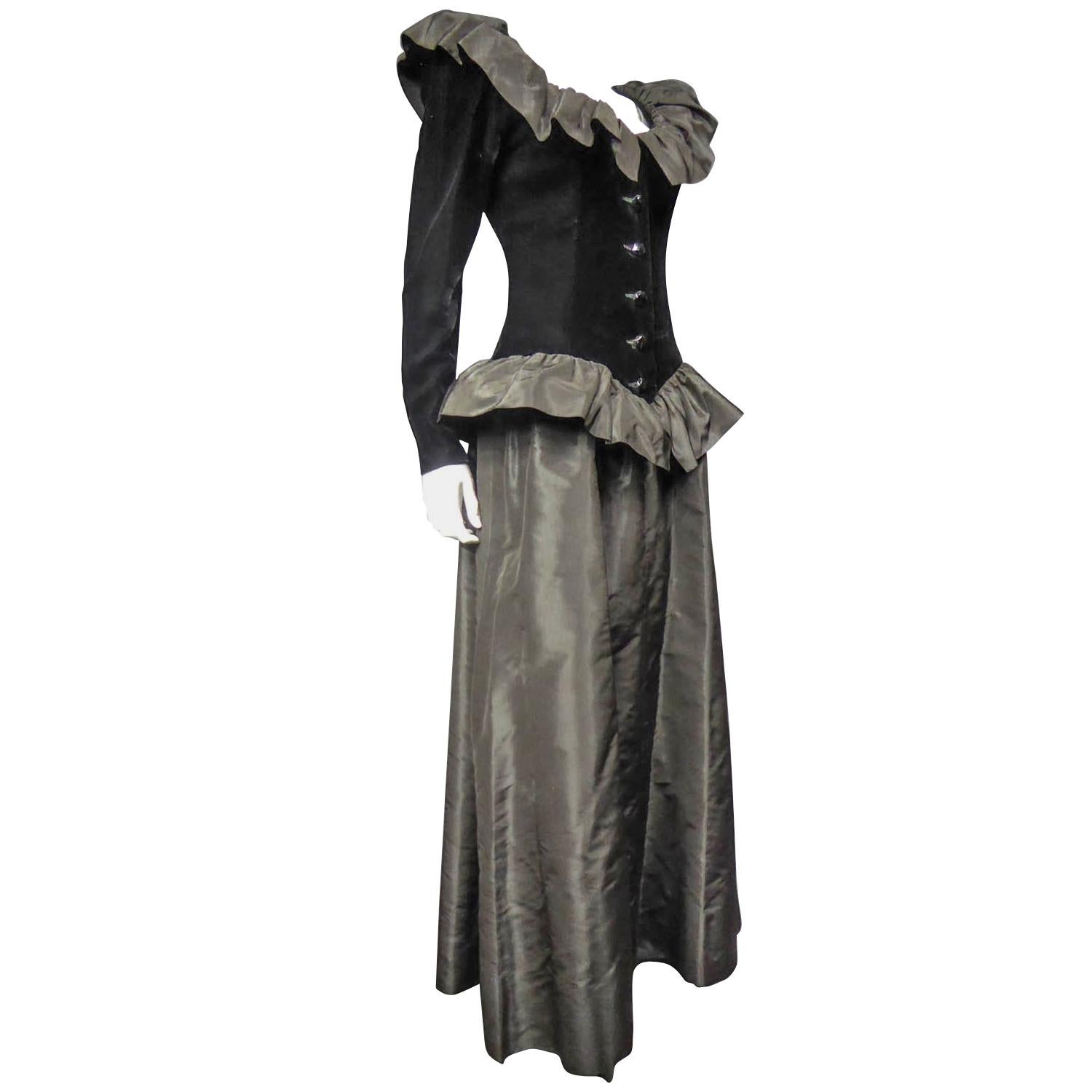 A Givenchy Couture Velvet and Taffeta Evening Dress - French Circa 1980  For Sale
