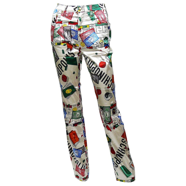 Moschino Vintage Iconic 90s Monopoly Print Moschinopolis Trousers For Sale  at 1stDibs | moschino monopoly jeans, vintage moschino pants, monopoly pants