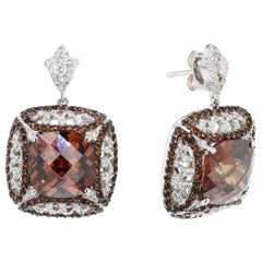 Siledium Silver White & Coffee Color Rhodium Palladium Plating Earrings by Feri